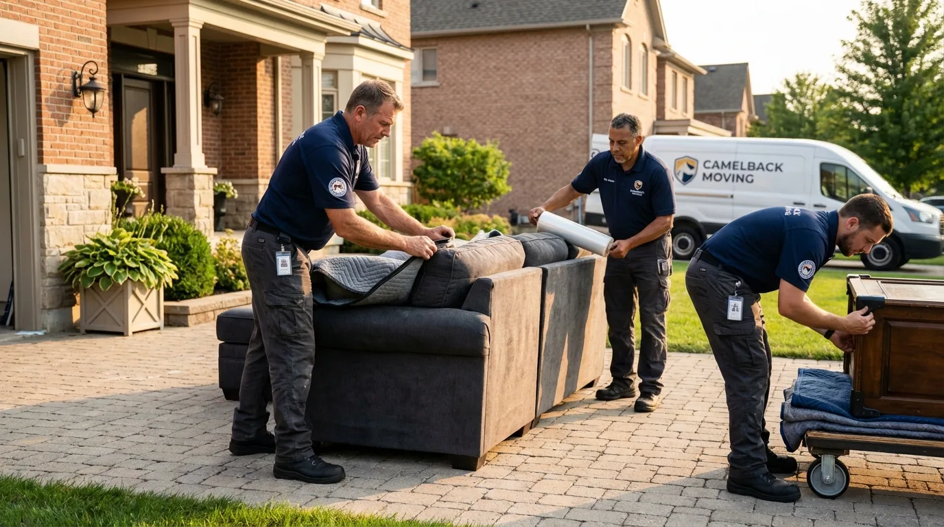 Large estate moving crew wrapping furniture in Pine Mountain Club, CA